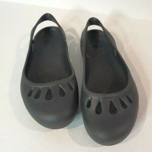 Crocs Slingback Ballet Flats Size 9 Black Sandals Slip on Malindi Kadee 6 Cutout